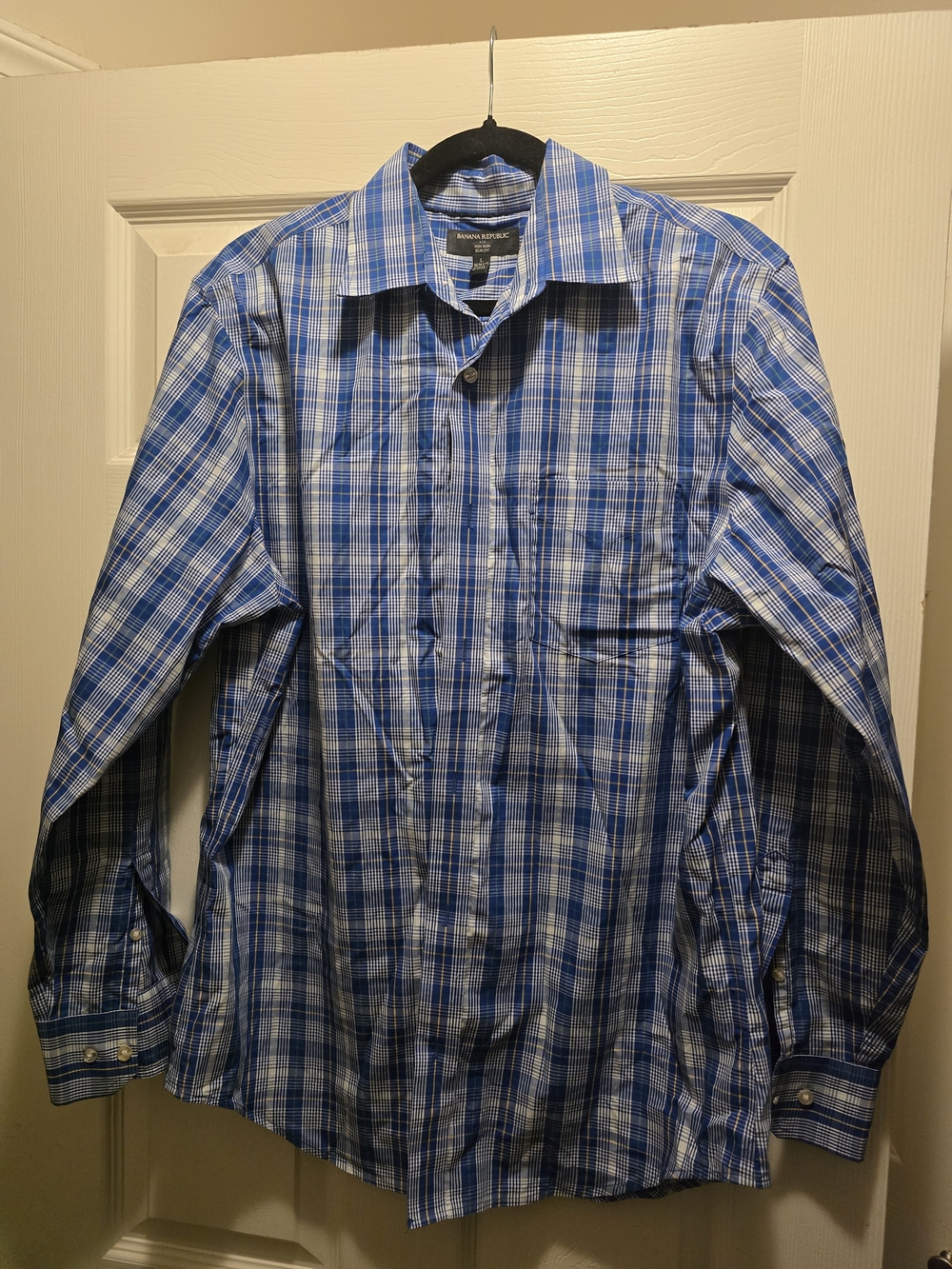 Banana Republic Blue and White Plaid Button-Down Shirt
